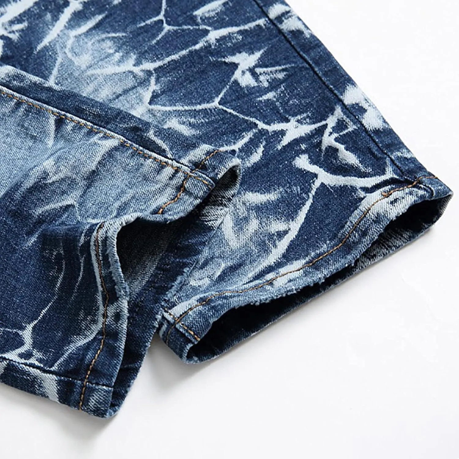 Men's Slim Fit Stretch Jeans Ripped Skinny Jeans Distressed Straight Leg Fashion Denim Pants Distressed Biker Jeans