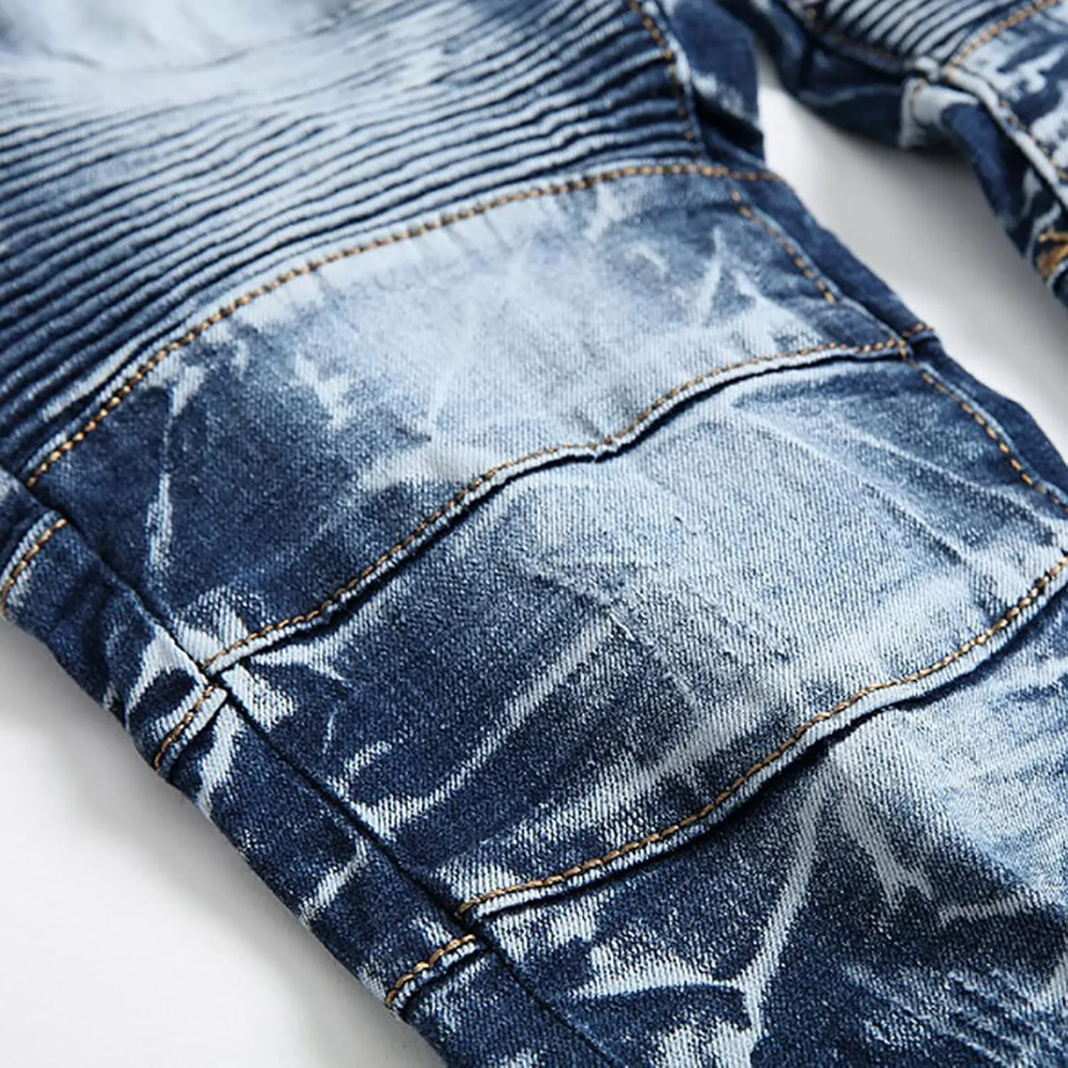 Men's Slim Fit Stretch Jeans Ripped Skinny Jeans Distressed Straight Leg Fashion Denim Pants Distressed Biker Jeans