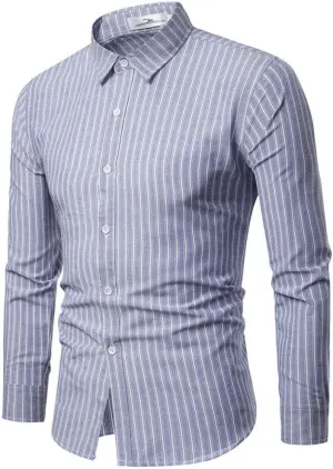 Mens Slim Fit Striped Dress Shirts Long Sleeve Button Down Casual Shirts for Men Formal Business Tuxedo Wedding Shirt