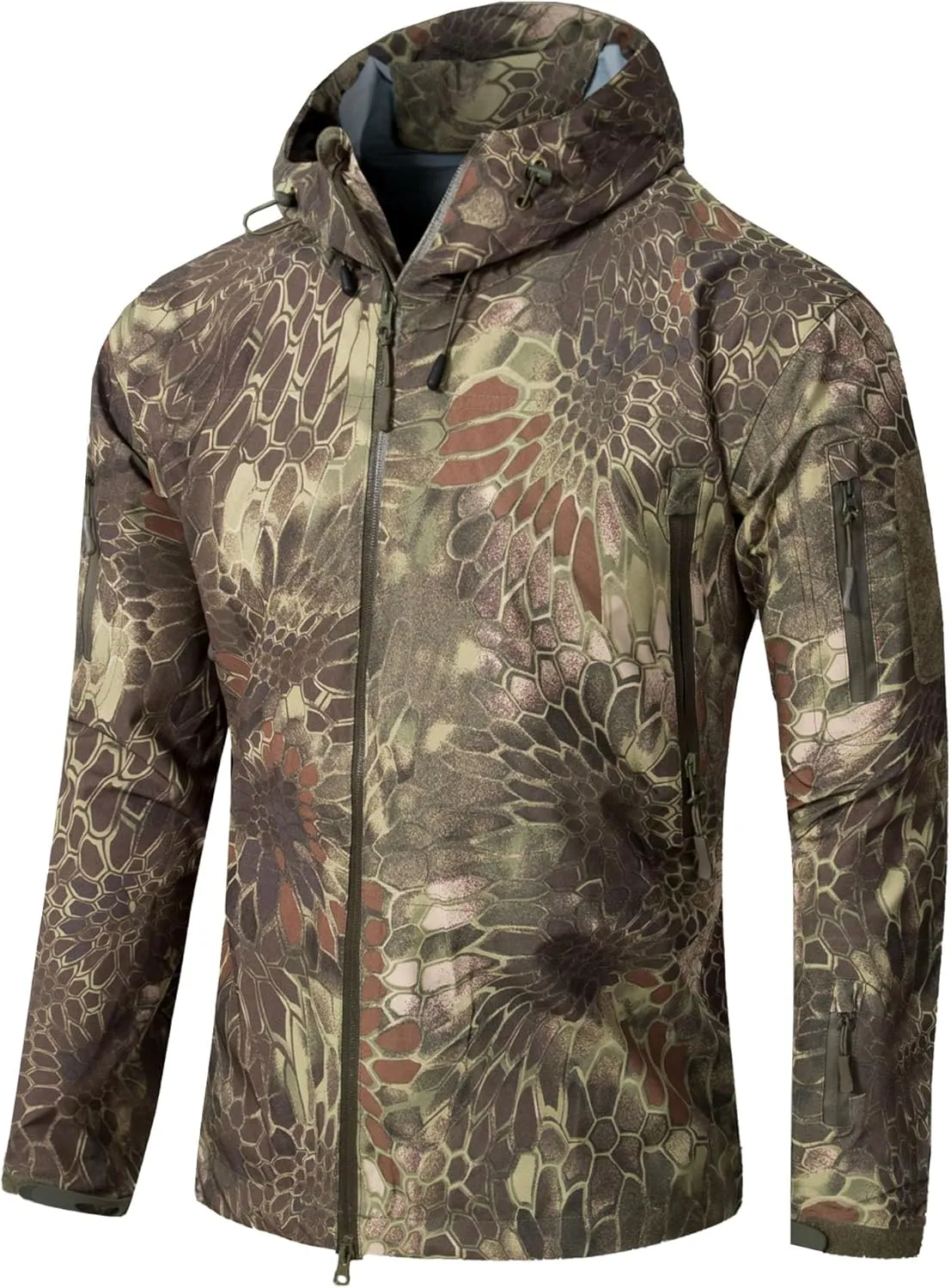 Men’s Softshell Waterproof Hood Jacket Hiking Windbreaker Hooded Jackets Lightweight Tactical Water Resistant Coats