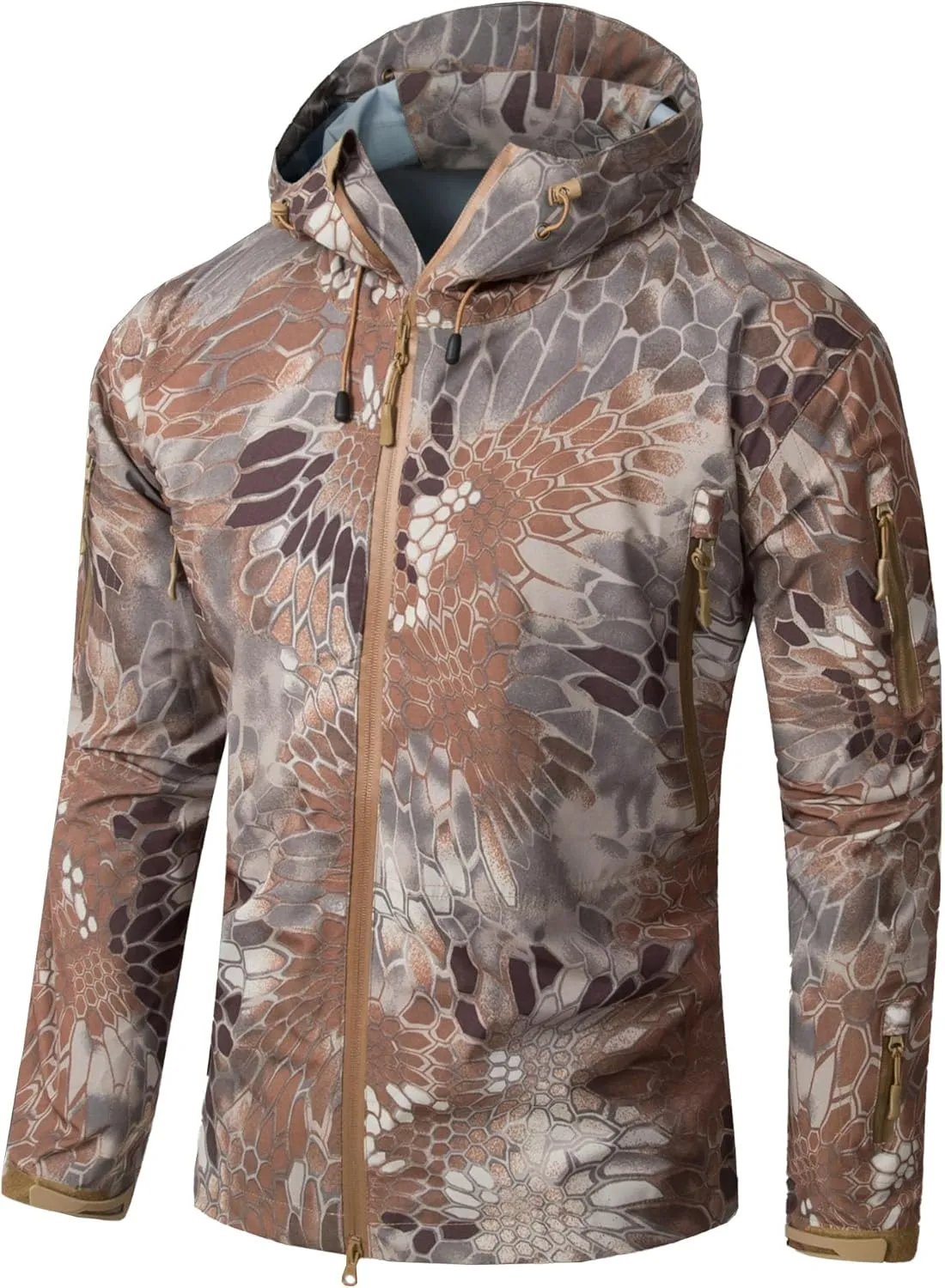 Men’s Softshell Waterproof Hood Jacket Hiking Windbreaker Hooded Jackets Lightweight Tactical Water Resistant Coats