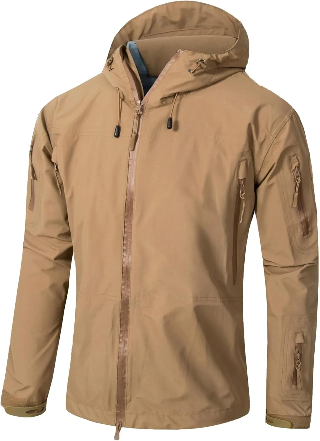 Men’s Softshell Waterproof Hood Jacket Hiking Windbreaker Hooded Jackets Lightweight Tactical Water Resistant Coats