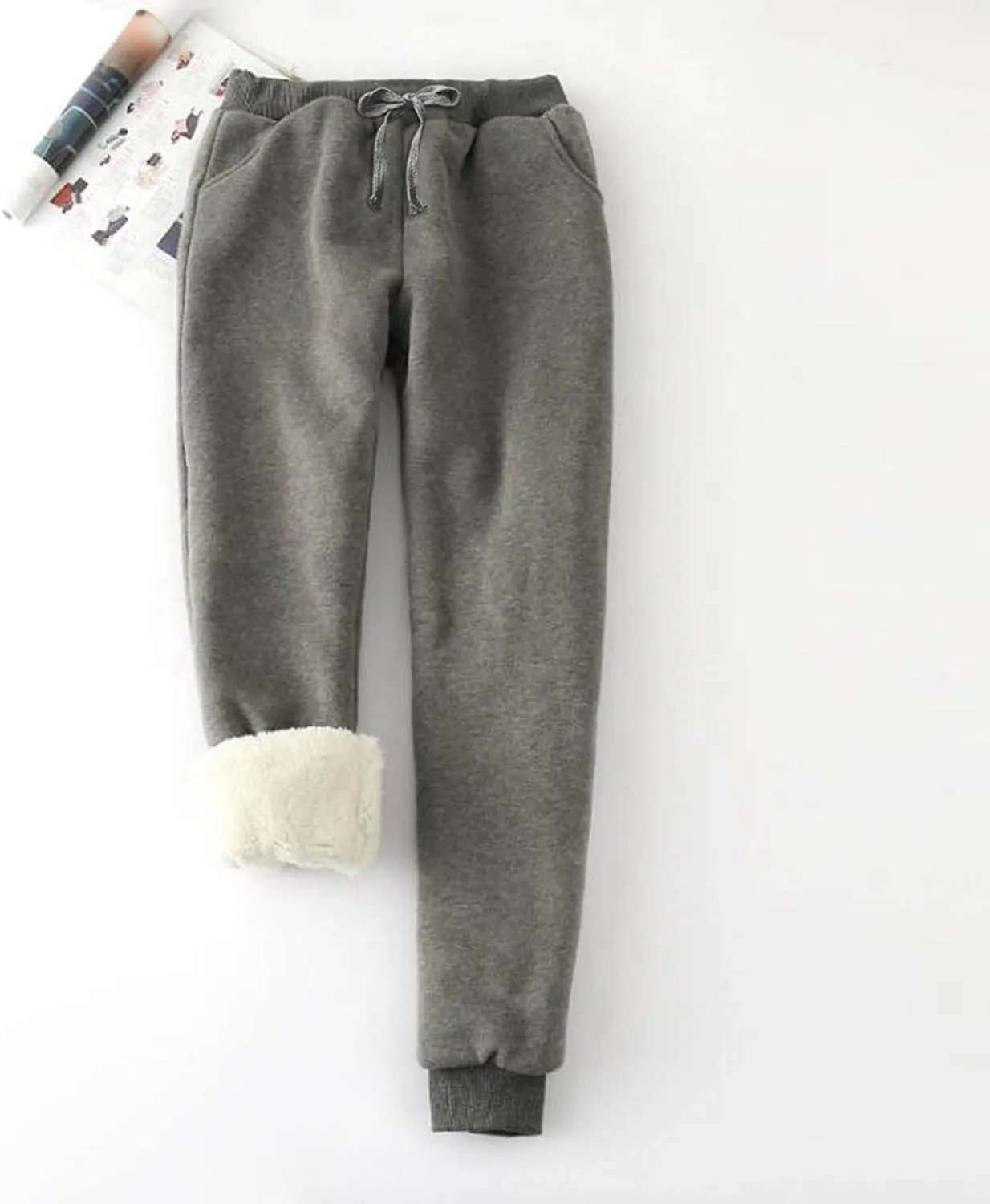Men's Solid Baggy Cinch Bottom Sweatpants Casual Plus Size Cozy with Pockets Joggers Relaxed Fit Fleece Lined Soft