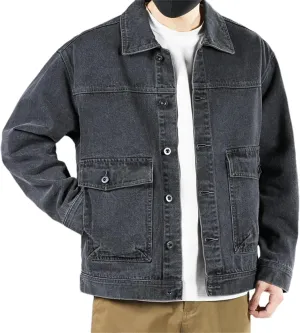 Men's Spring Fall Casual Slim Fit Trucker Cowboy Coat - Daily Loose Retro Trucker Slim Fit Casual Outerwear