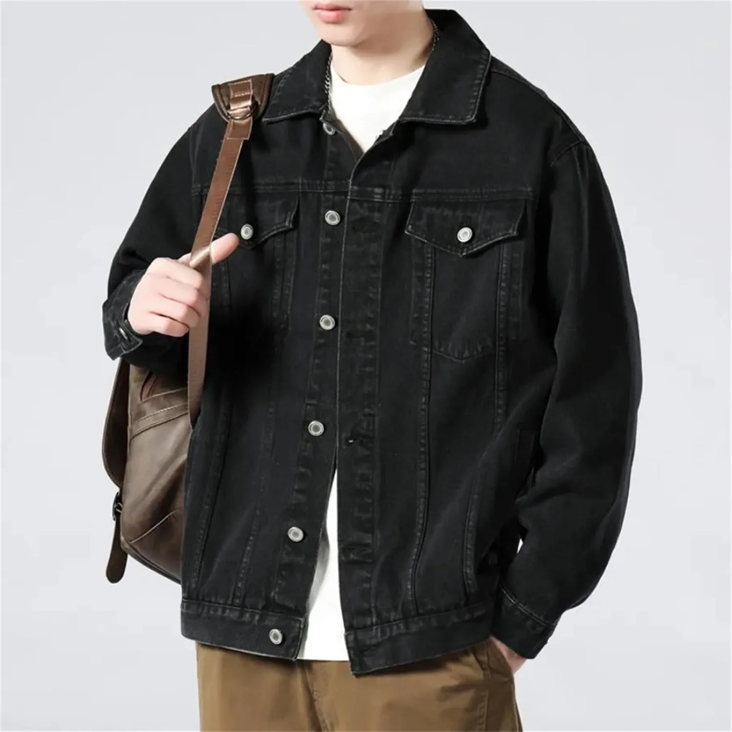 Men's Spring Fall Casual Slim Fit Trucker Cowboy Coat - Daily Loose Retro Trucker Slim Fit Casual Outerwear
