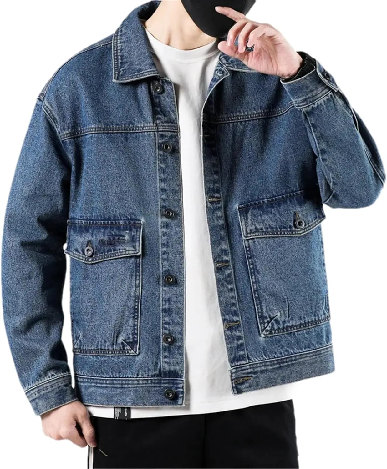 Men's Spring Fall Casual Slim Fit Trucker Cowboy Coat - Daily Loose Retro Trucker Slim Fit Casual Outerwear