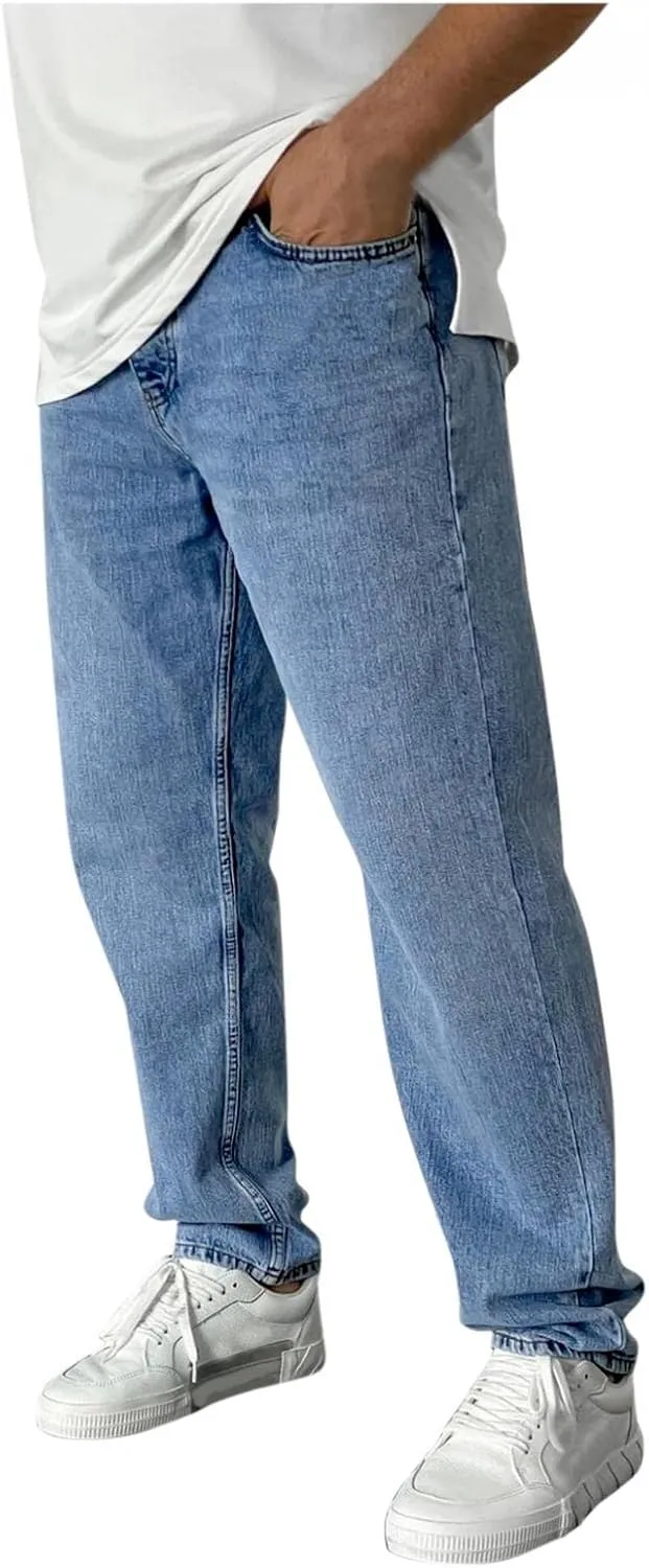 Men's Straight Leg Jeans - 2022 Stretch Fit Comfort Flared Retro Leg Denim Jeans Long Pants Trousers with Pocket