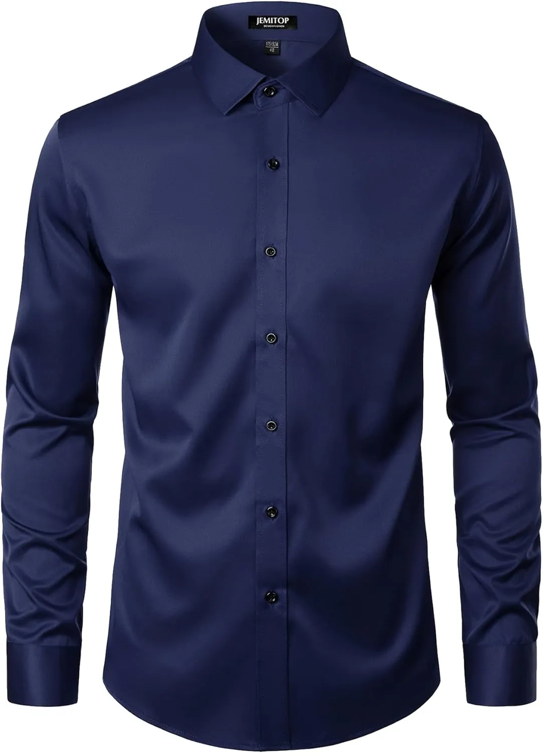 Men's Stretch Wrinkle Free Dress Shirts Formal Prom Wedding Slim Fit Long Sleeve Button Down Shirts