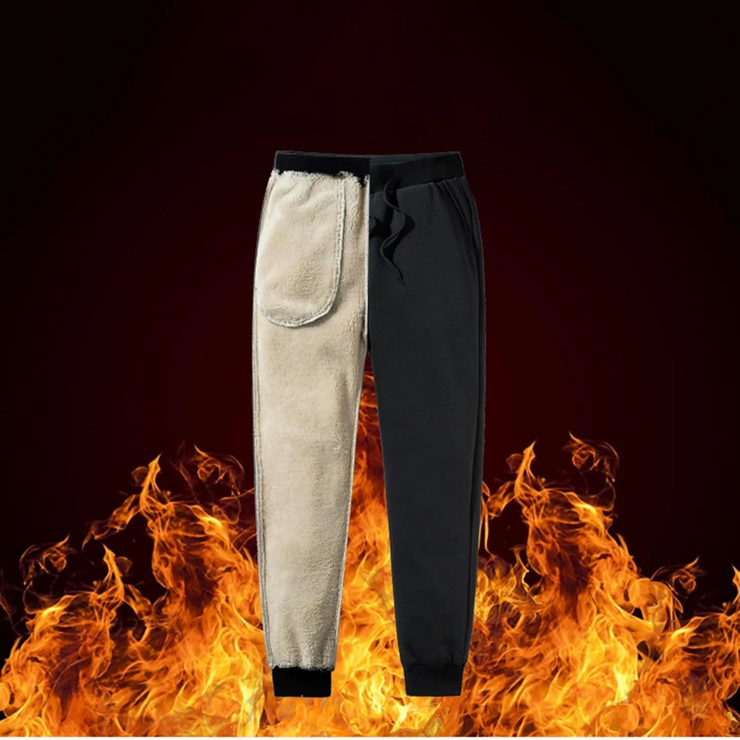 Men's Sweatpants Fleece Active Athletic Workout Jogger with Zipper Pocket and Drawstring Warm Fleece Lined Pants