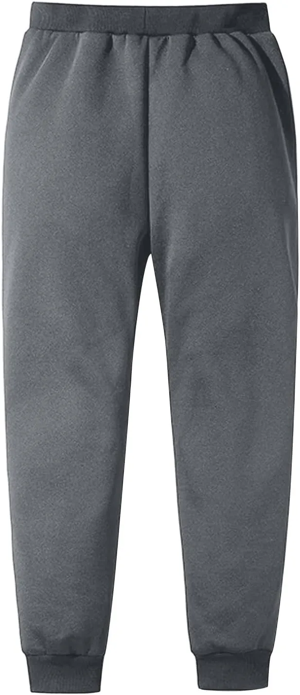 Men's Sweatpants Fleece Active Athletic Workout Jogger with Zipper Pocket and Drawstring Warm Fleece Lined Pants