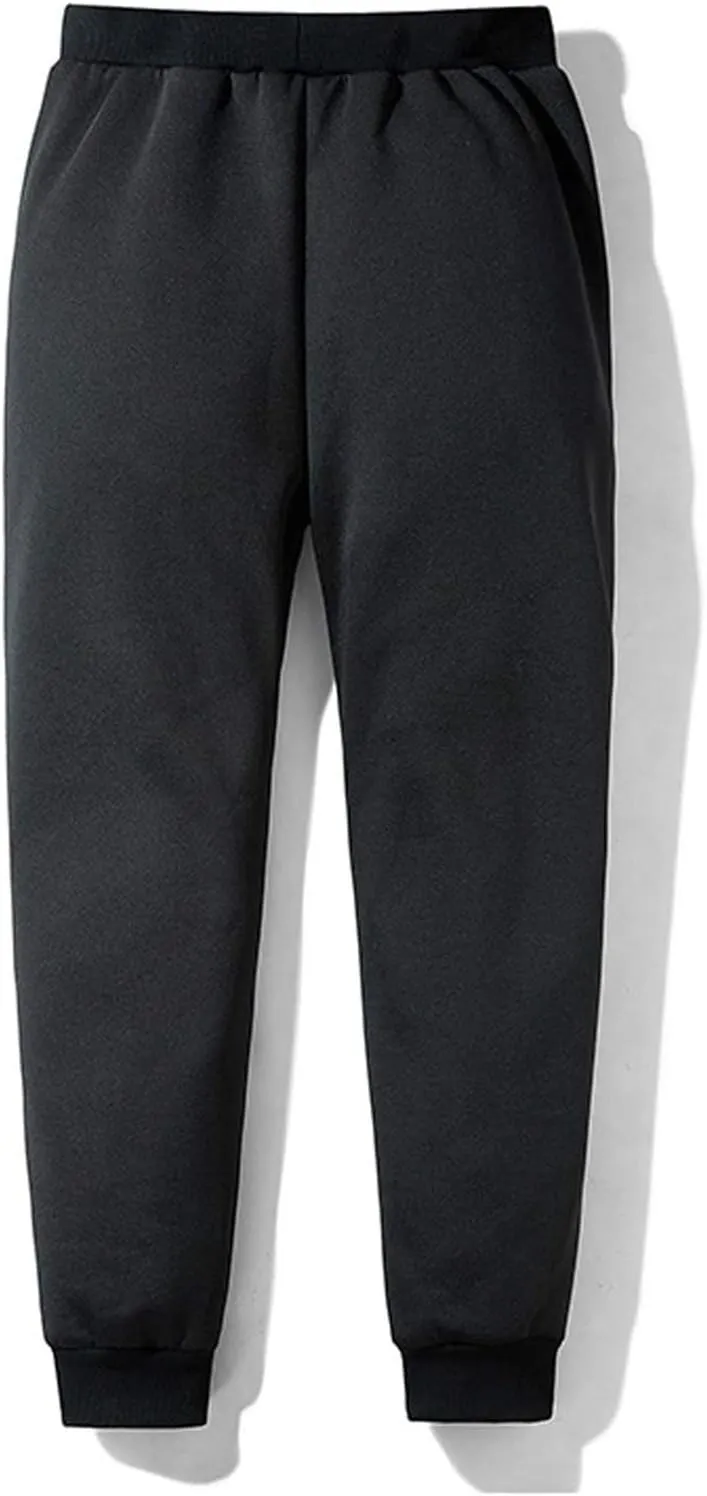 Men's Sweatpants Fleece Active Athletic Workout Jogger with Zipper Pocket and Drawstring Warm Fleece Lined Pants