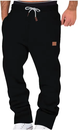 Mens Sweatpants Joggers Fleece Sweatpants Men Comfy Work Pants Straight Leg Elastic Waist Pants Drawstring Sweatpants
