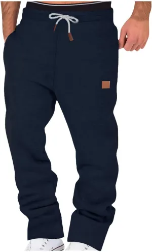Mens Sweatpants Joggers Fleece Sweatpants Men Comfy Work Pants Straight Leg Elastic Waist Pants Drawstring Sweatpants