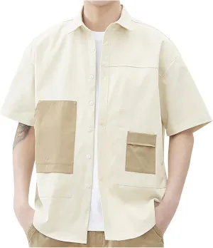 Men's T-Shirts Stylish Cargo Shirts Coat Summer Spring Thin Jacket Tops Men Boys Streetwear Button Down Shirts Pocket