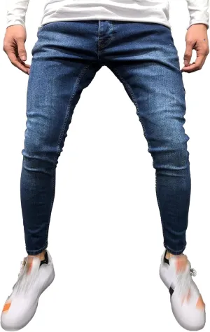 Men's Taper Skinny Fit Stretch Denim Pants Classic Comfort Regular Fit Jeans Casual Washed Jeans Pants