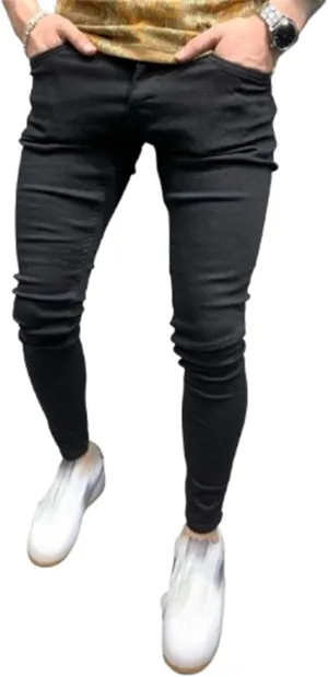 Men's Taper Skinny Fit Stretch Denim Pants Classic Comfort Regular Fit Jeans Casual Washed Jeans Pants