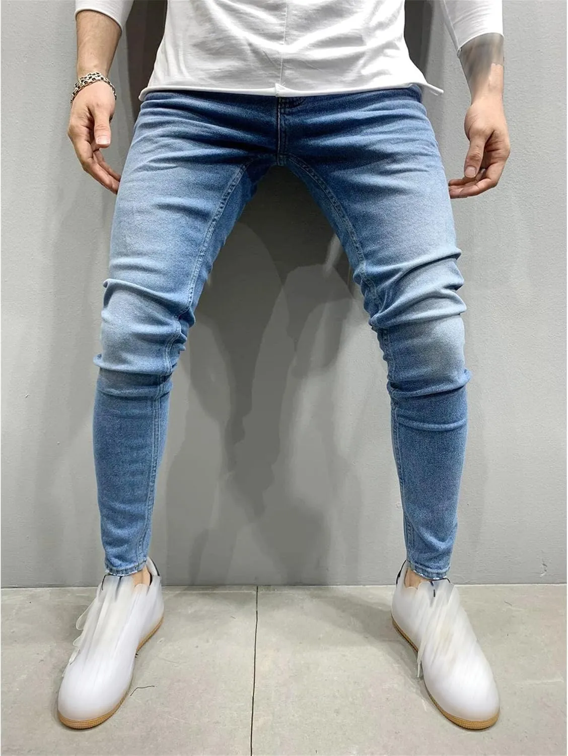 Men's Taper Skinny Fit Stretch Denim Pants Classic Comfort Regular Fit Jeans Casual Washed Jeans Pants