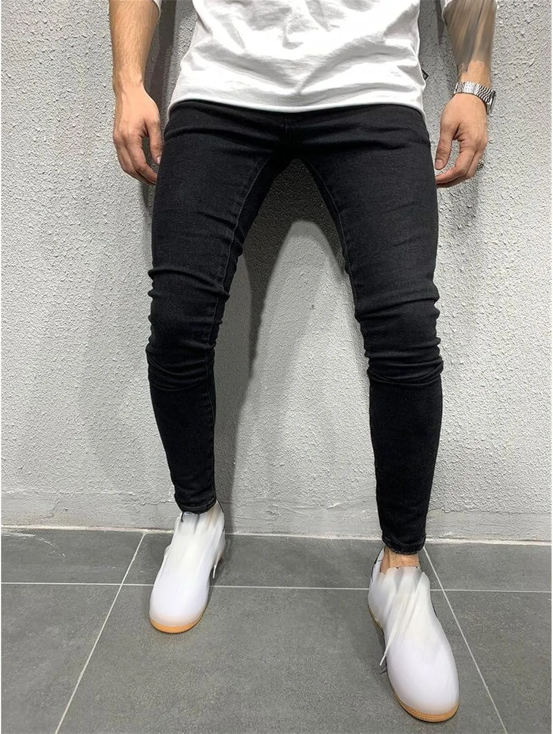 Men's Taper Skinny Fit Stretch Denim Pants Classic Comfort Regular Fit Jeans Casual Washed Jeans Pants