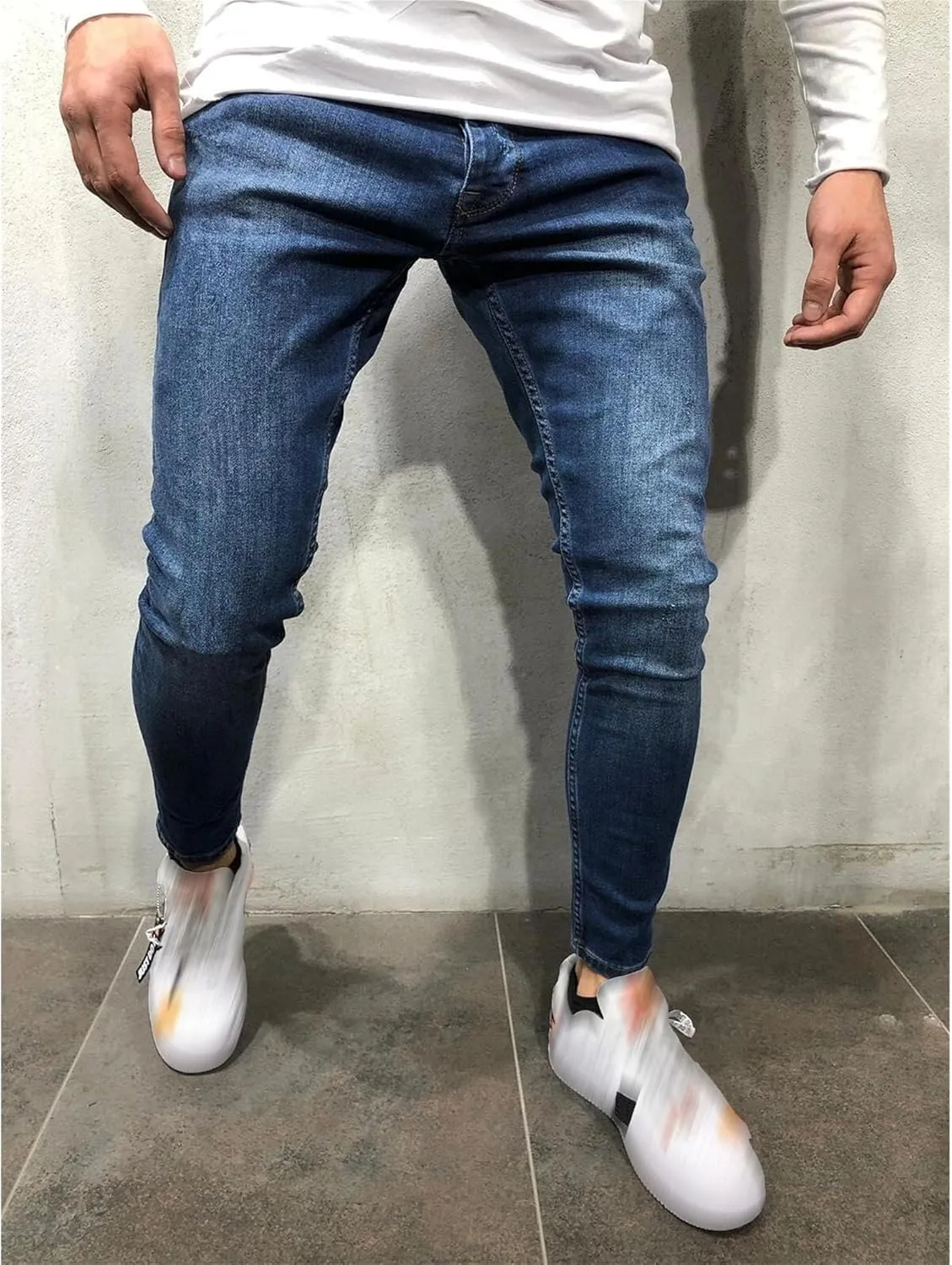 Men's Taper Skinny Fit Stretch Denim Pants Classic Comfort Regular Fit Jeans Casual Washed Jeans Pants
