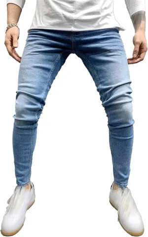 Men's Taper Skinny Fit Stretch Denim Pants Classic Comfort Regular Fit Jeans Casual Washed Jeans Pants