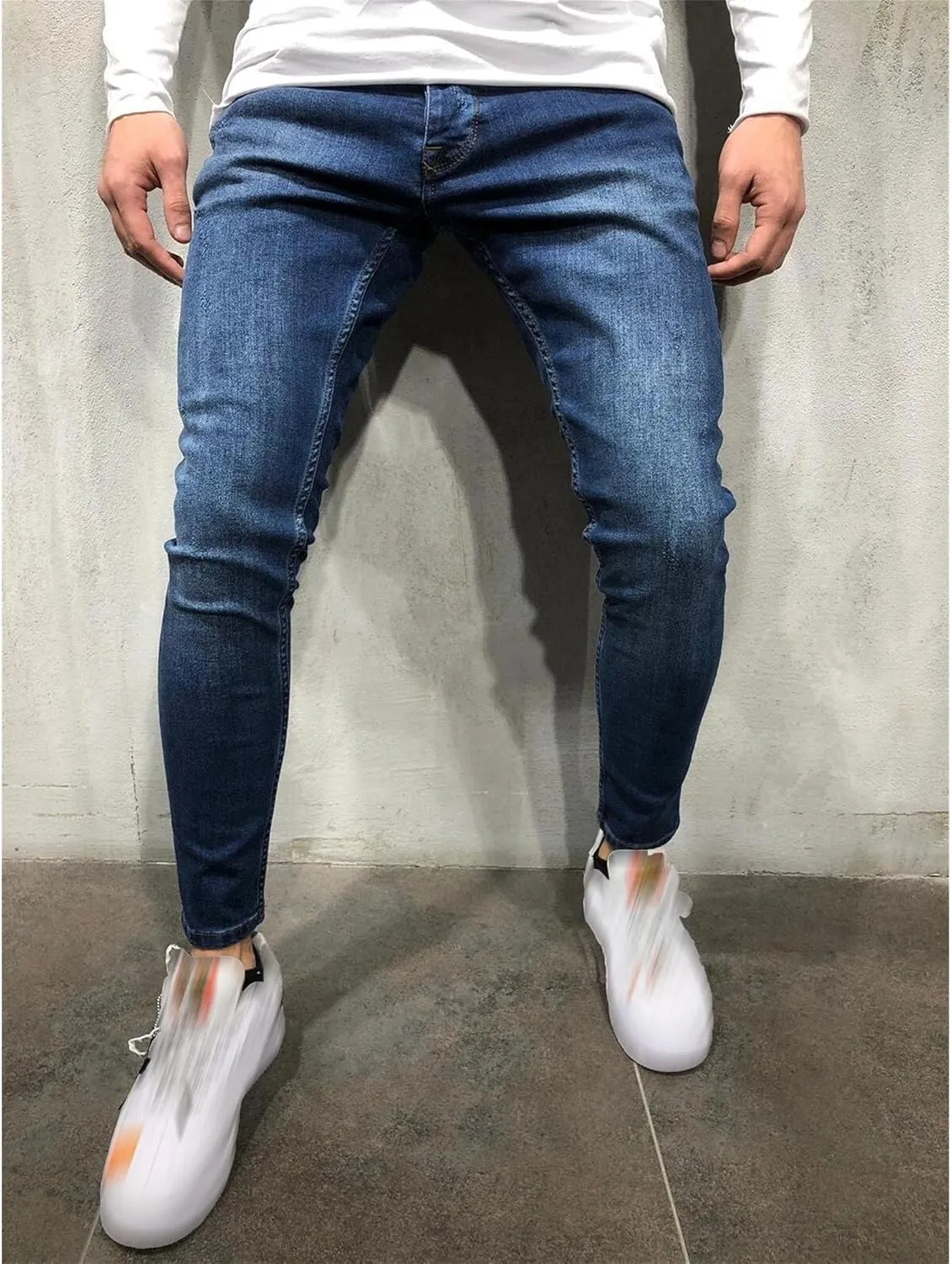 Men's Taper Skinny Fit Stretch Denim Pants Classic Comfort Regular Fit Jeans Casual Washed Jeans Pants
