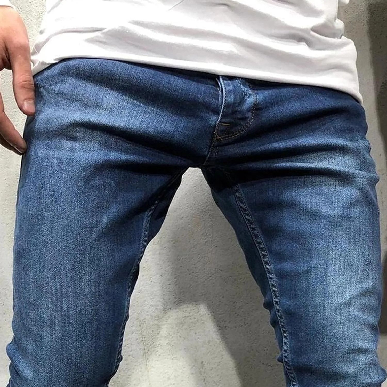 Men's Taper Skinny Fit Stretch Denim Pants Classic Comfort Regular Fit Jeans Casual Washed Jeans Pants