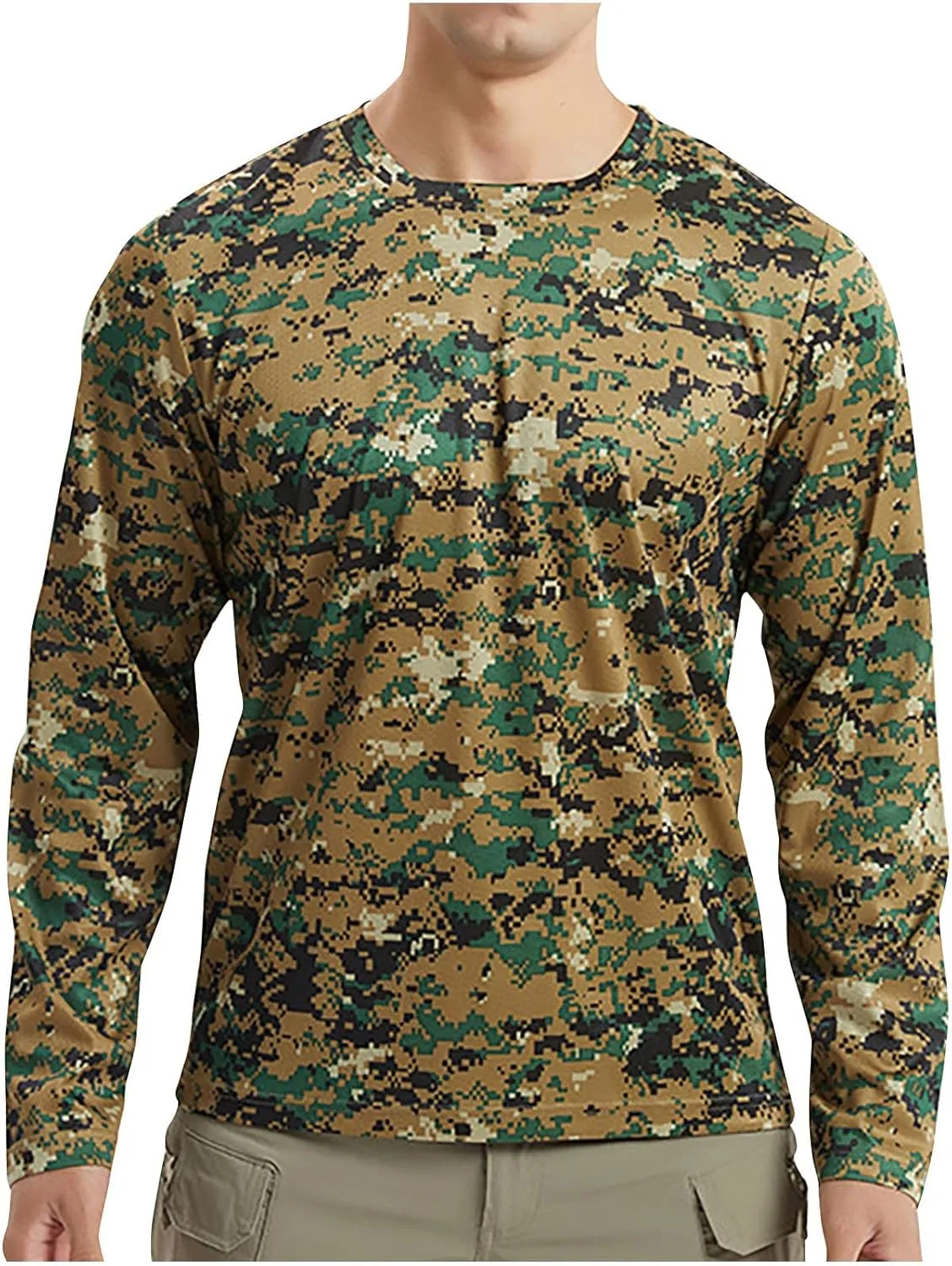 Men's UPF 50  UV Sun Shirts Lightweight Quick Dry Long Sleeve Rash Guard Swim T-Shirts Hiking Tactical Camo Shirts
