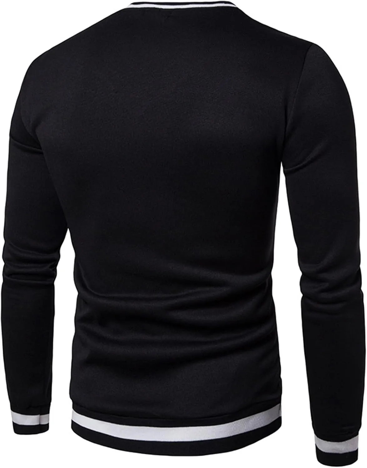 Mens V Neck Sweatshirts Casual Athletic Jumper Sweaters Long Sleeve Shirts Contrast Color Fall Knittede Pullover Top