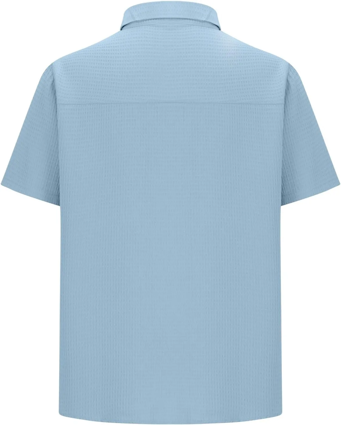 Men's Waffle Shirt Short Sleeve Button Down Shirts Summer Casual Beach Vacation Shirts Textured Wrinkle Free Shirt