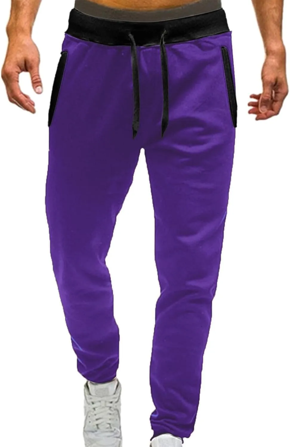 Mens Warm Fleece Sweatpants Winter Joggers Pants Sherpa Lined Athletic Sweatpants with Zipper Pockets