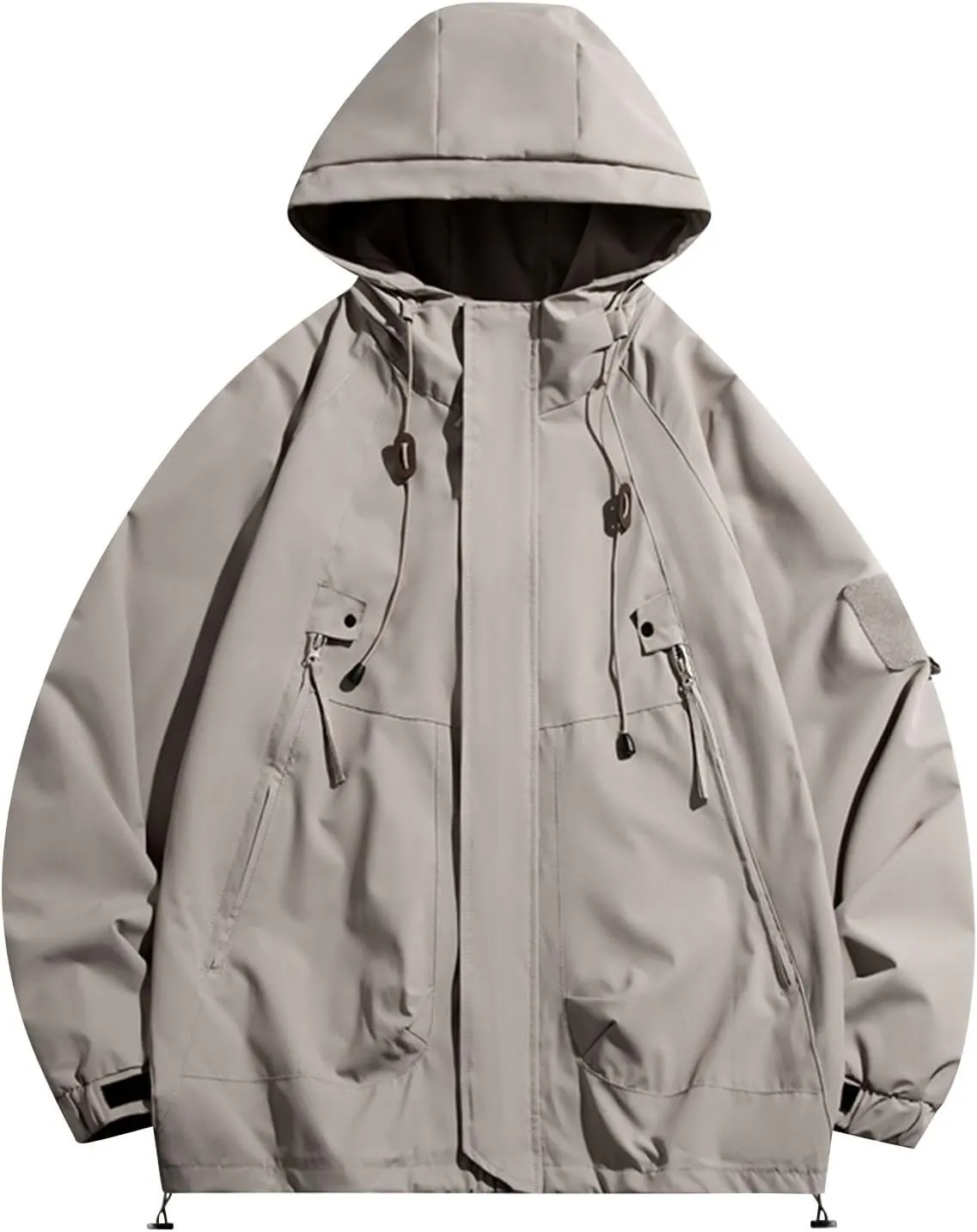 Mens Waterproof Lightweight Windbreaker Jacket Long Sleeve Water-Resistant Raincoat Softshell Hooded Jacket