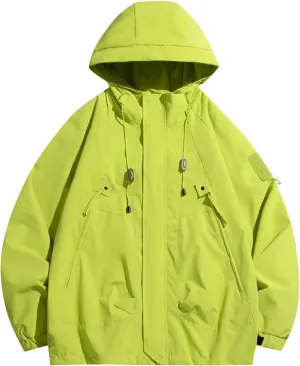 Mens Waterproof Lightweight Windbreaker Jacket Long Sleeve Water-Resistant Raincoat Softshell Hooded Jacket