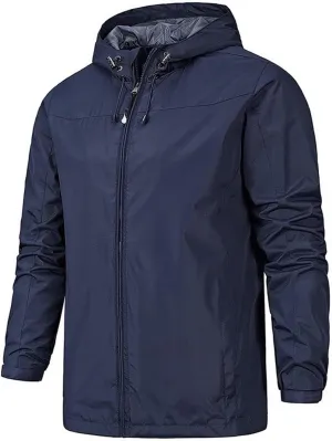 Mens Waterproof Rain Jacket Fall Lightweight Packable Breathable Hooded Raincoat Windproof Durable For Hiking Travel