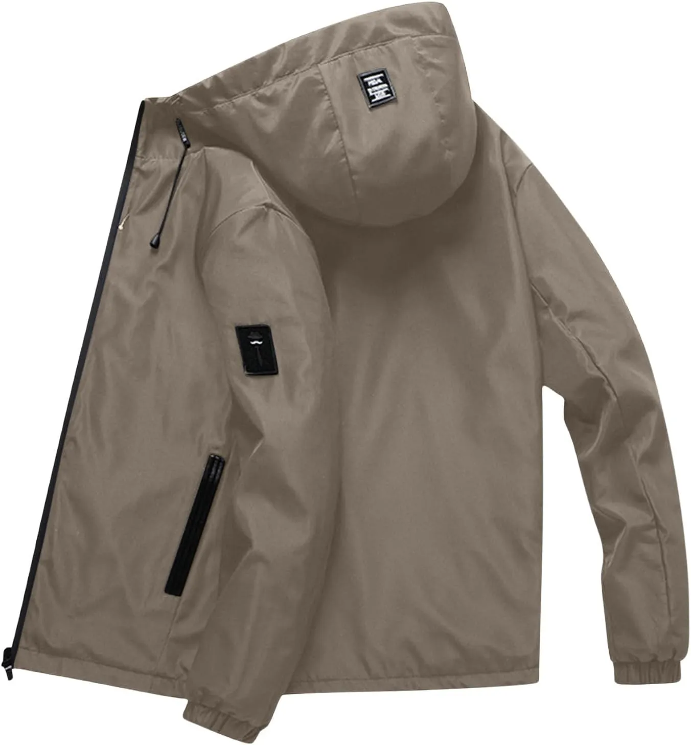 Men's Windbreaker Jacket with Zipper Pockets Lightweight Water Resistant Softshell Jackets Coat for Travel Hiking