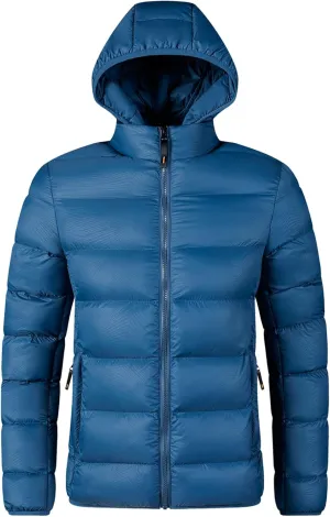 Men's Winter Hooded Coat Thickened Puffer Jacket with Removable Hood Waterproof Cotton Parka Jacket for Snowboarding