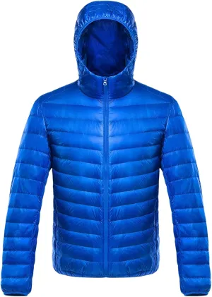 Men's Winter Hooded Puffer Jacket Lightweight Packable Water-Resistant Insulated Warm Winter Coat with Thermal Properties