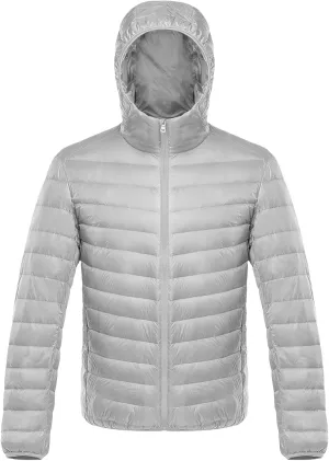 Men's Winter Hooded Puffer Jacket Lightweight Packable Water-Resistant Insulated Warm Winter Coat with Thermal Properties