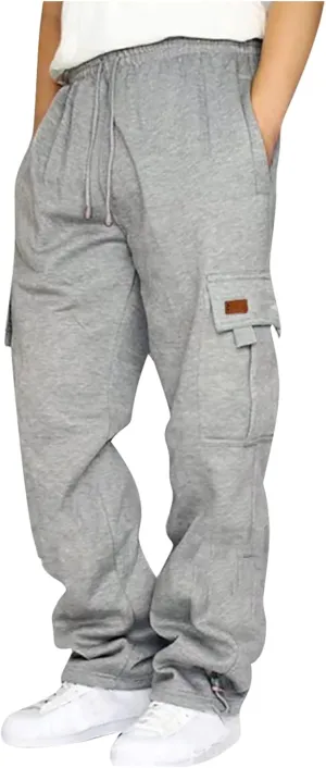 Men's Work Pants Elastic Bottom Sweatpants with Pockets, Relaxed Fit, Moisture Wicking, Breathable Pants, S-5XL