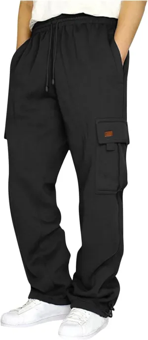 Men's Work Pants Elastic Bottom Sweatpants with Pockets, Relaxed Fit, Moisture Wicking, Breathable Pants, S-5XL