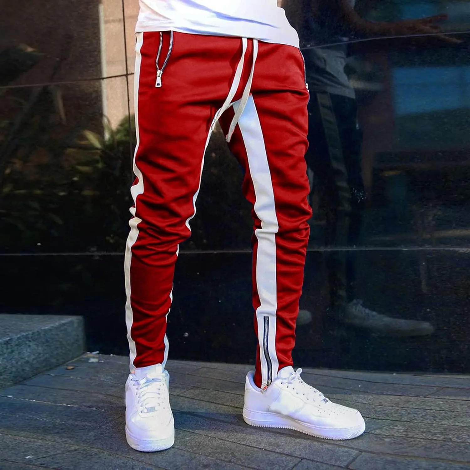 Mens Workout Cargo Sweatpants Baggy Big and Tall Jogger Sweatpants Cargo Joggers for Men Stretch Relaxed Fit Elastic