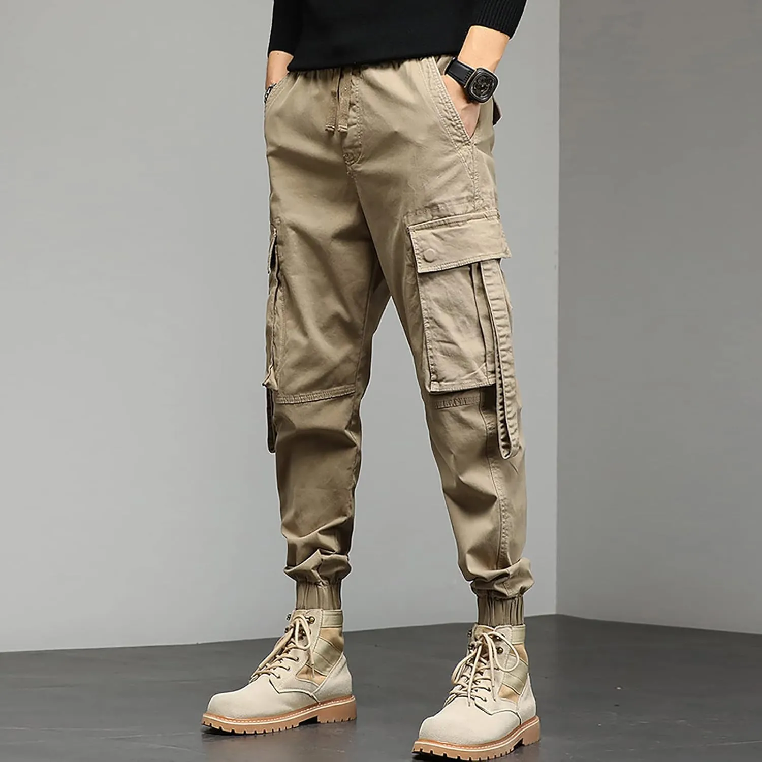 Mens Workout Cargo Sweatpants Sweatpants Long Pants Workout Trousers Men's Fleece Sweatpants Cotton Soft Sherpa Lined