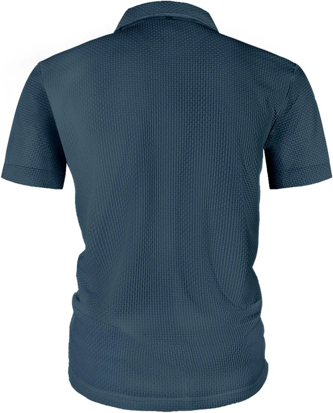 Men's Zipper Polo Shirts Collared Wrinkle Free Lightweight Business Summer Shirts
