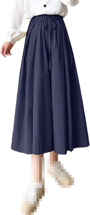 Mid-Length tie-Waist Spring high-Waist Flared A-line Skirt for Women
