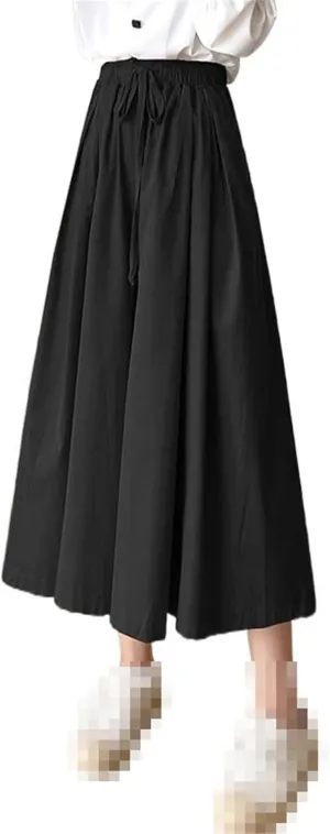 Mid-Length tie-Waist Spring high-Waist Flared A-line Skirt for Women