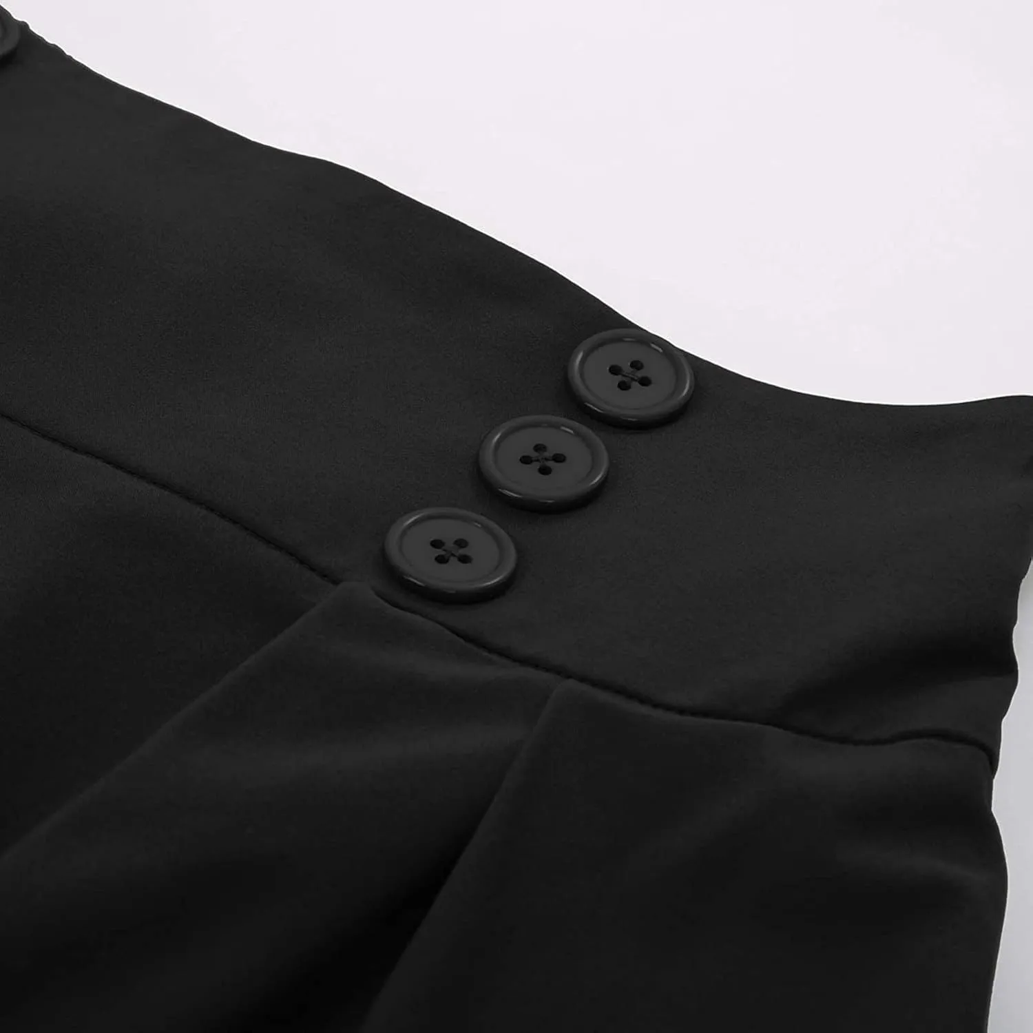 Midi Skirts for Women Elegant Vintage Button Elastic High Waisted Skirts Dressy Casual Pleated A Line Work Skirts