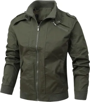 MIDOO Jackets for Men Fashion Casual Casual Solid Color Zipper Pocket Coat Jacket Water Resistant Outdoor Sportswear