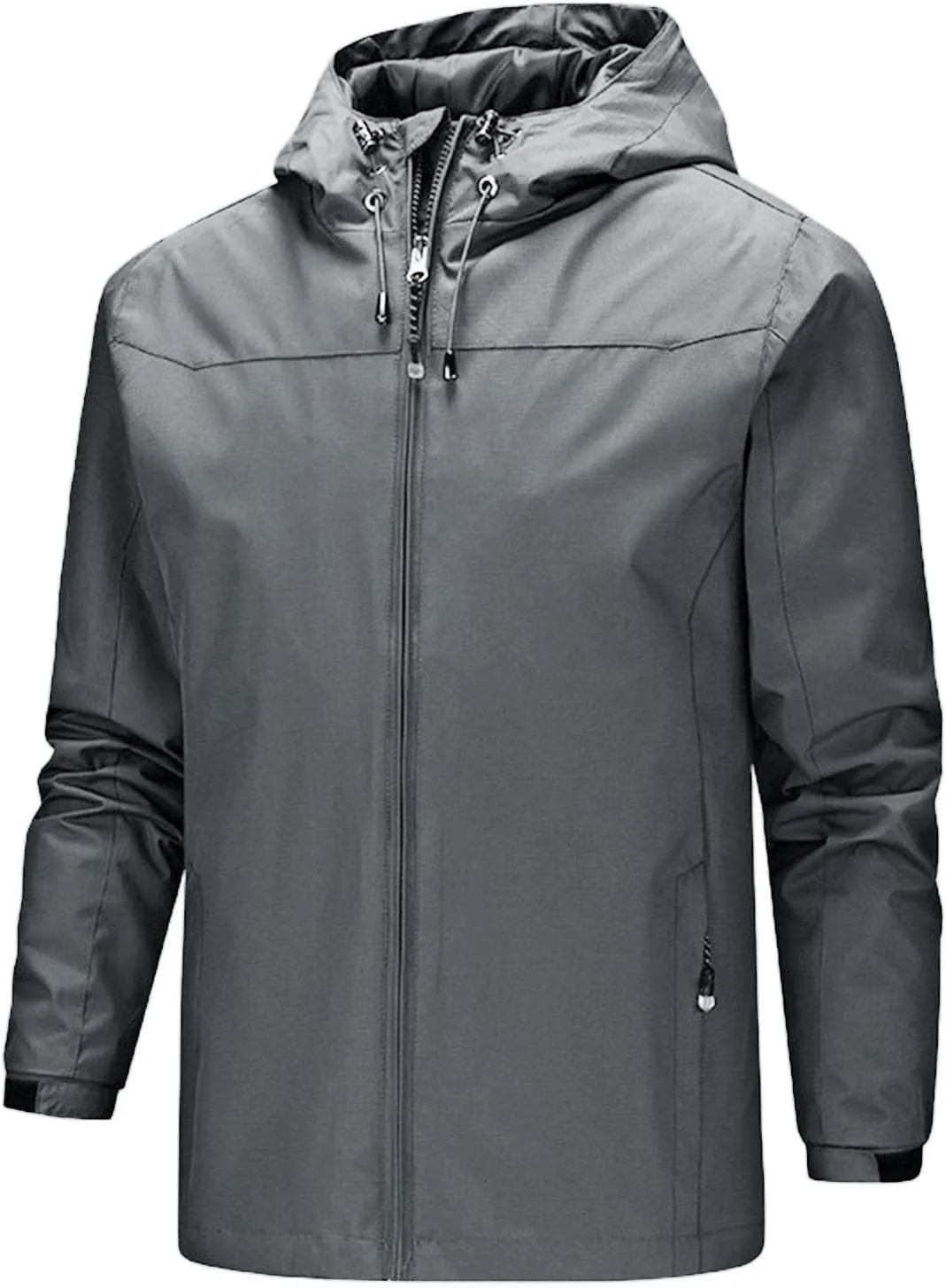MIDOO Mens Jackets Casual Stylish Casual Hooded Long Sleeve Zipper Thin Lightweight Coat Jacket Hiking Outdoor Windbreaker
