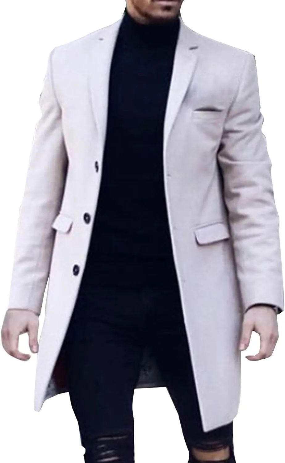 MIDOO Mens Jackets Casual Stylish Fashion Fall Casual Stand Collar Button Long Sleeve Pocket Coat Jacket Sport Outdoor Top