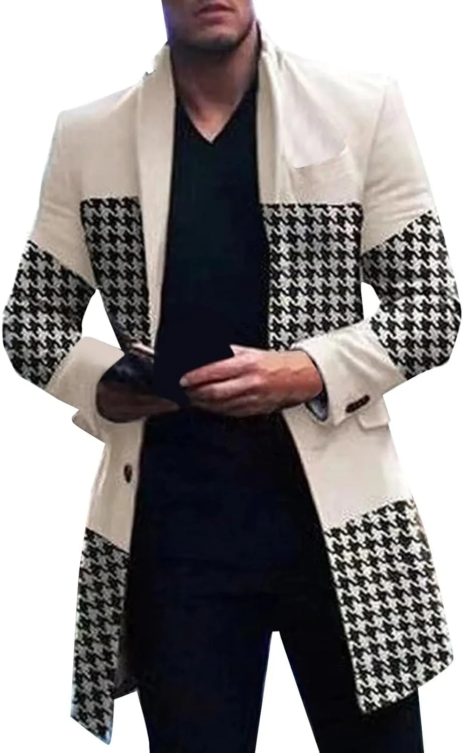 MIDOO Mens Jackets Casual Stylish Fashion Fall Casual Stand Collar Button Long Sleeve Pocket Coat Jacket Sport Outdoor Top