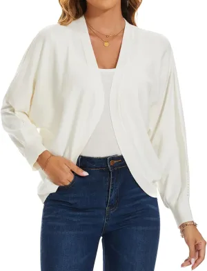 MINTLIMIT Women's Cardigan Sweaters Batwing Long Sleeve Lightweight Cropped Bolero Shrugs Open Front Knit Sweaters